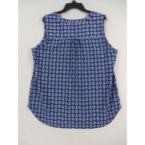 Croft&Barrow Blue Floral Sleeveless Plus Size Blouse Top XXL Indonesia - Picture 6 of 8